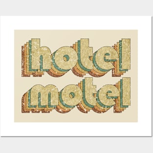 Hotel Motel // Vintage Rainbow Typography Style // 70s Posters and Art